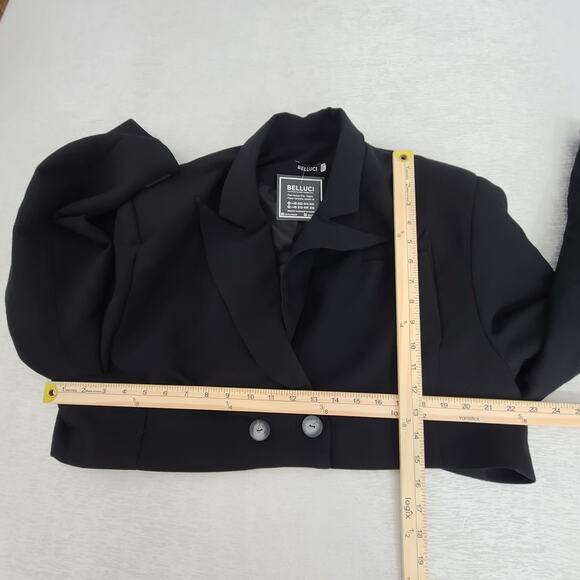 Belluci ladies cropped blazer/jacket Black Sz XL Acubi Preppy chic office siren - Picture 7 of 10